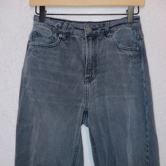 American Eagle AE Black Wash Denim High Rise Mom Straight Jean size 0 - Picture 3 of 7